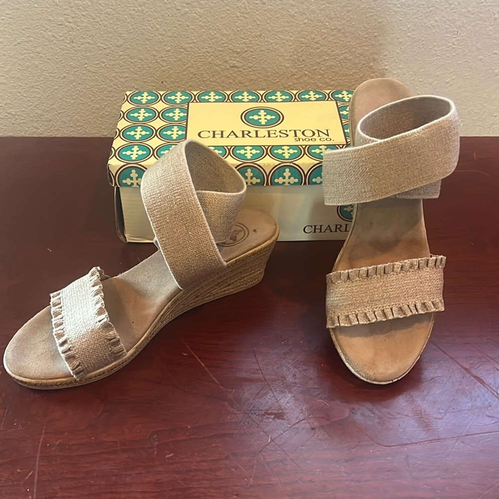 Charleston Shoe Co Carolina Linen Tan Sandals/Wedges